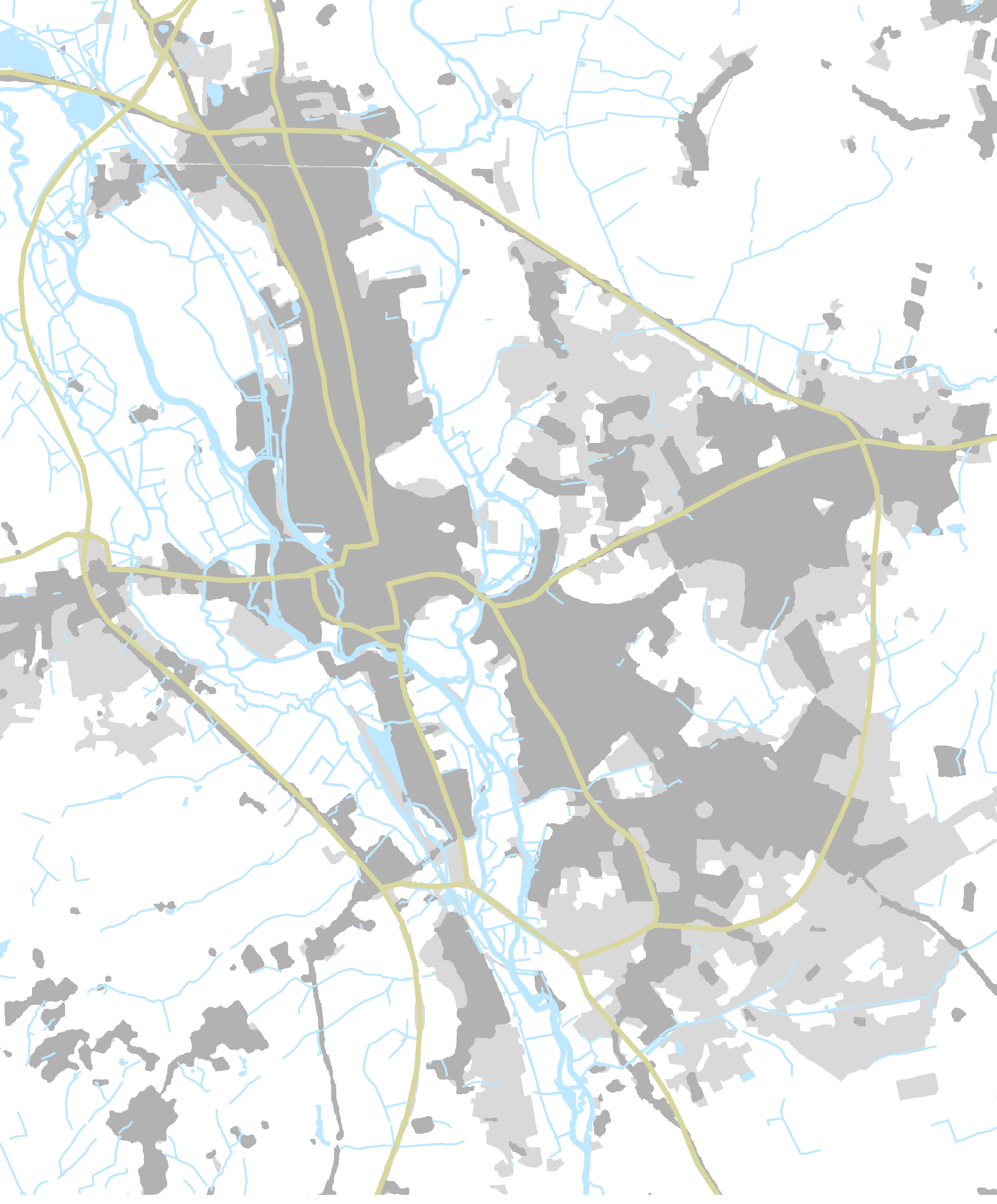 6.12 The rivers, canal, roads, lakes and buildings of Oxford, 1939–45 and 2013