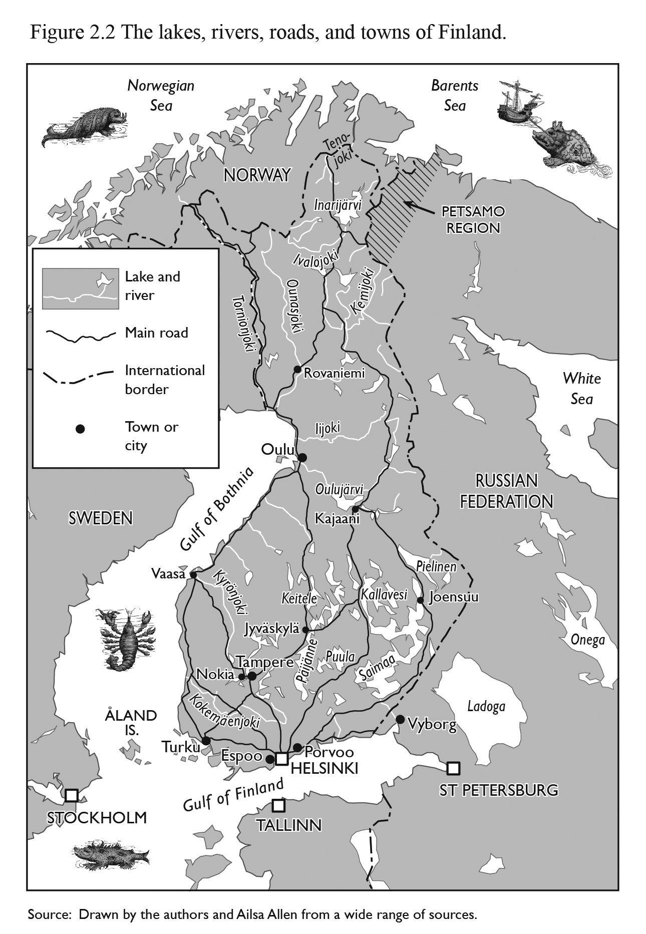 Figure 2.2: Source: Drawn by the authors and Ailsa Allen from a wide range of sources